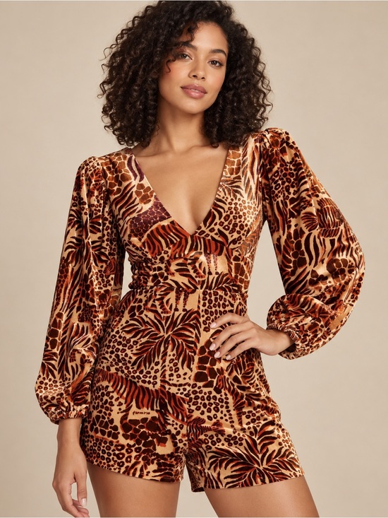 FARM Rio Pants - NWT FARM Rio x Anthropologie Safari Sand Velvet Romper Size XS